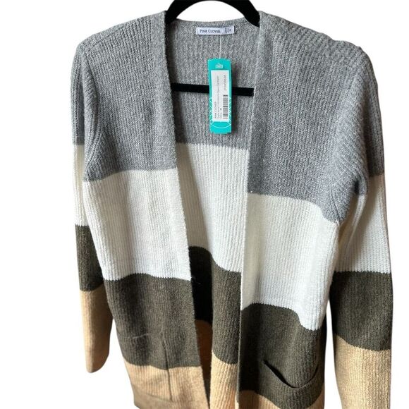 Pink Clover Sweaters - Pink Clover Women's Striped Open Front‎ Cardigan Sweater Size M